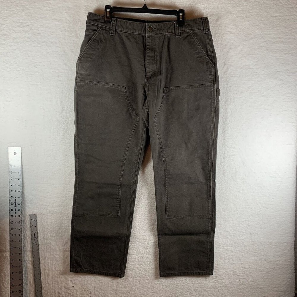 Carhartt Work Pants Mens 38 X 32 Brown Relaxed Fit Double-Knee Straight Leg 7805